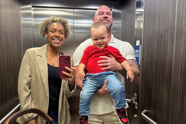 Gemma Kennedy with husband Michael and son Dre, after winning a £535,000 Hits Radio prize
