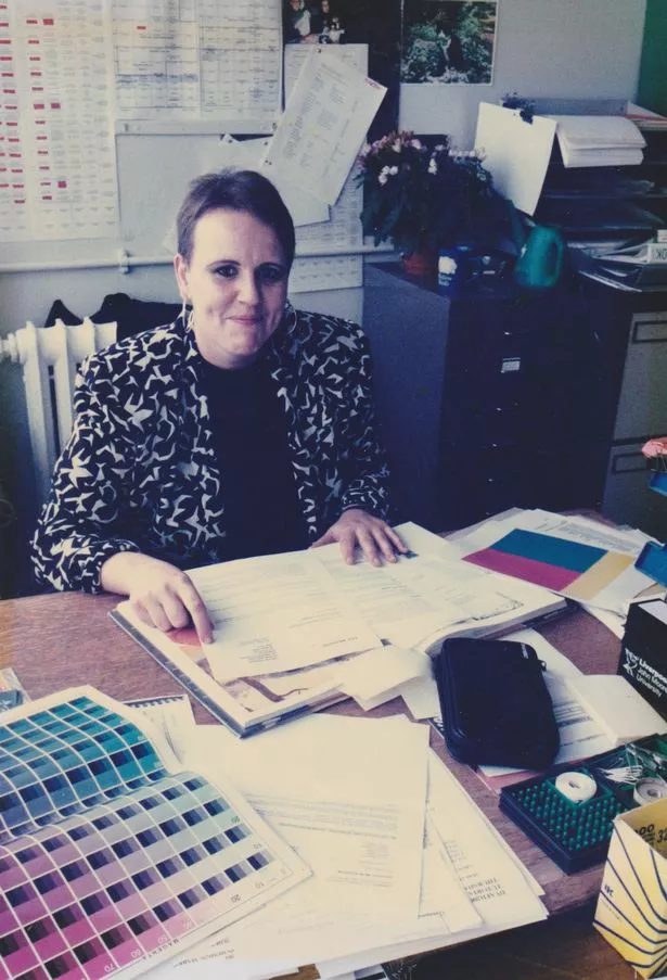 Siblings Martin and Carole Dawber, who live in Birkdale, have fond memory of their time as art students in 70s Liverpool at Liverpool College of Art, now part of LJMU. Pictured, Carole at her desk in Hope Street when she was a Senior Lecturer at Liverpool in the late 80s