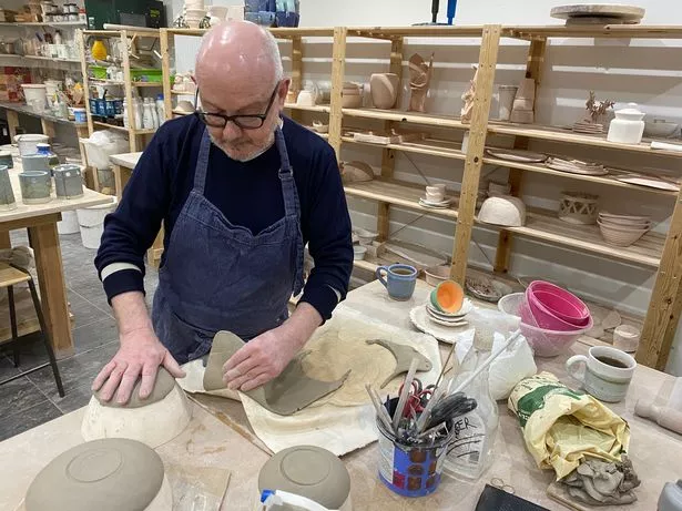 Siblings Martin and Carole Dawber, who live in Birkdale, have fond memory of their time as art students in 70s Liverpool at Liverpool College of Art, now part of LJMU. Pictured, Martin working on a piece