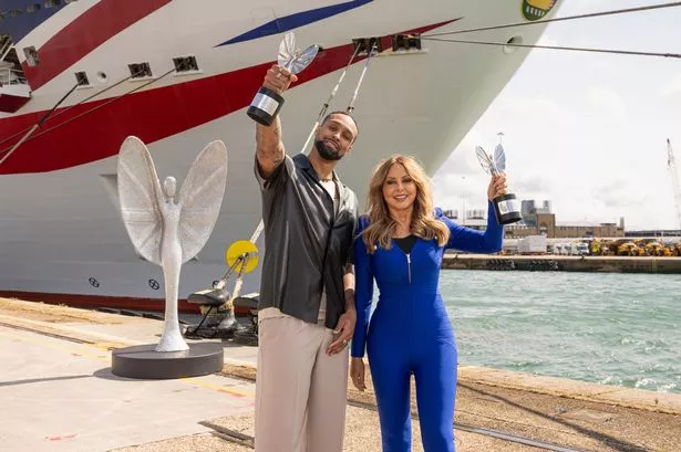 Ashley Banjo and Carol Vorderman at the Pride of Britain Awards launch on board P&O Cruises flagship Britannia in Southampton