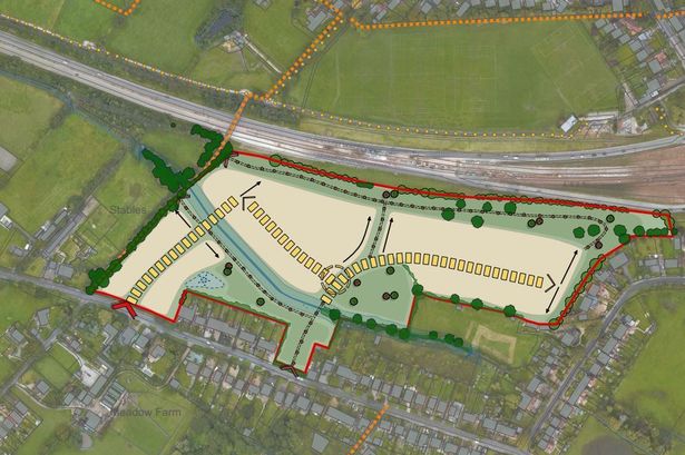 A map of a proposed development at Moor Lane in Stockport.