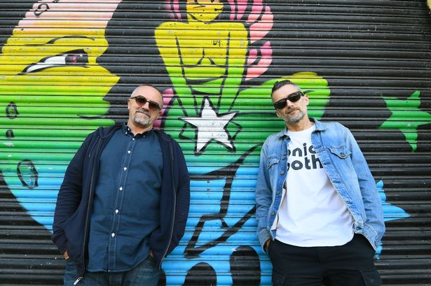 John Aggy and Shaun Duggan celebrating 10 years of Sonic Yootha, at 24 Kitchen Street.