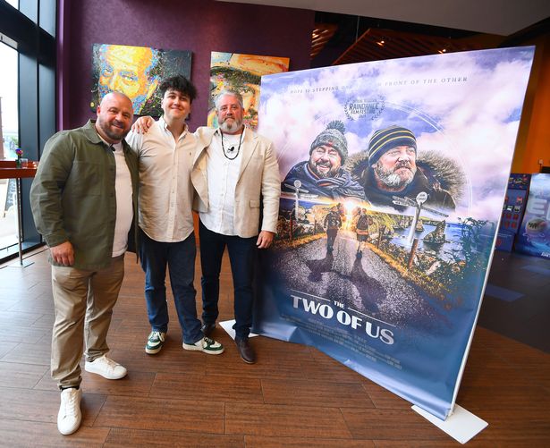 Paddy Bennett (centre),with John May (left) and Tim Edwards at The Two of Us premiere