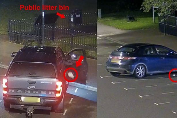 Mitchell Hedges (left) and Christian Orton (right) dumping litter on Pelsall High Street