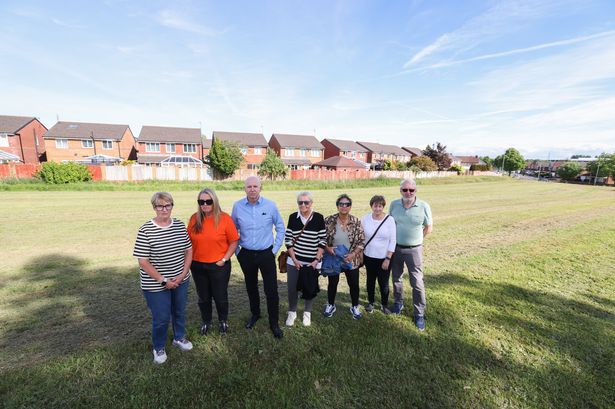 Local residents on the brownfield land to the south of Cherryfield Drive in Kirkby