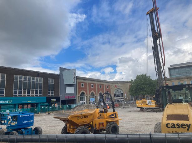 Construction site on Market Square, in the heart of Ashton town centre 
