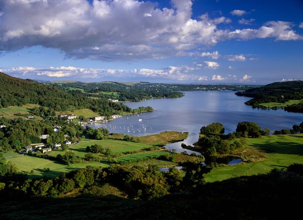 A view of Lake Windermere and Waterhead Bay in Ambleside in the Lake District National Park.