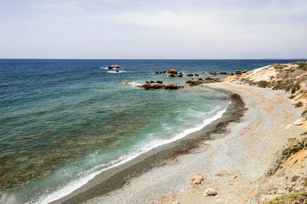 East and end of the island.  Coves and beach of the north zone of Tabarca's island in the Costa Blanca. Tabarca Island in Alicante, Valencian Community, Spain.
