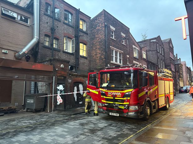 The fire service on Wood Street in Liverpool city centre 