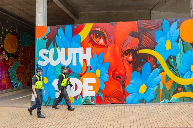 West Midlands Police officers on patrol in the Southside area of Birmingham city centre 