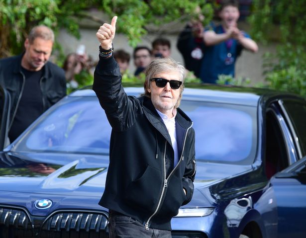 Sir Paul McCartney spotted leaving LIPA after he visited the school with Bruce Springsteen