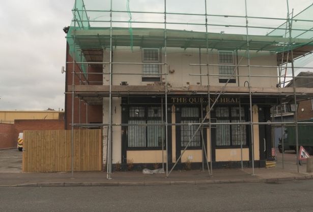 The Queen's Head pub in Farm Street, Hockley had scaffolding put up around it to make it look like it was being developed 