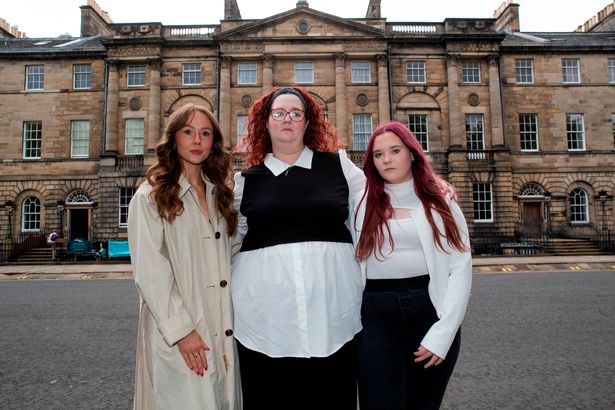 Vicky and Kaylynn Donald outside Bute House with reporter Ruth Suter, who has spearheaded the Our Kids ... Our Future campaign