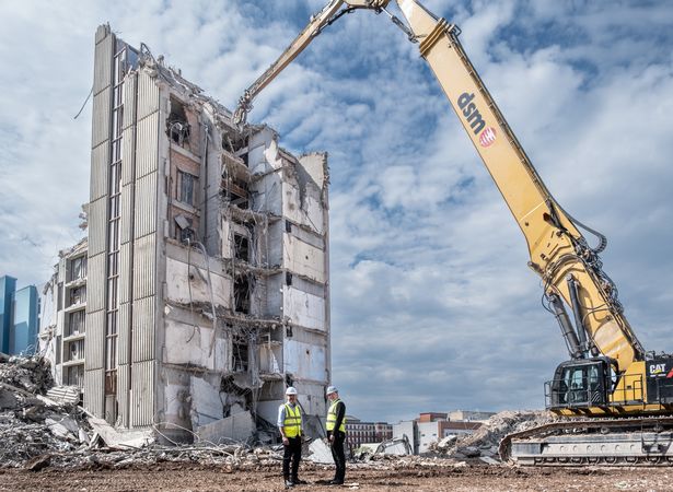 Hospital bosses on the demolition site of the old Royal Liverpool Hospital site