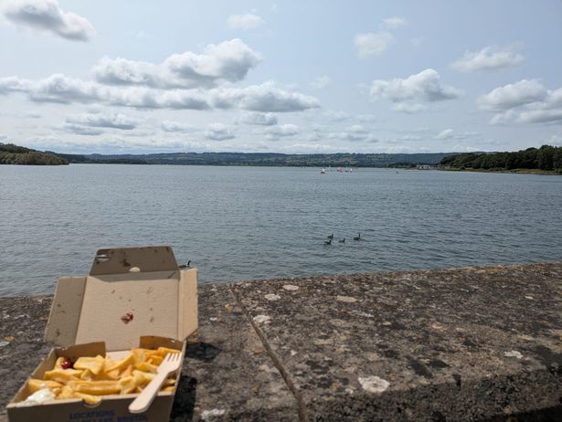 You can watch the ducks and windsurfers while polishing off a portion of chips