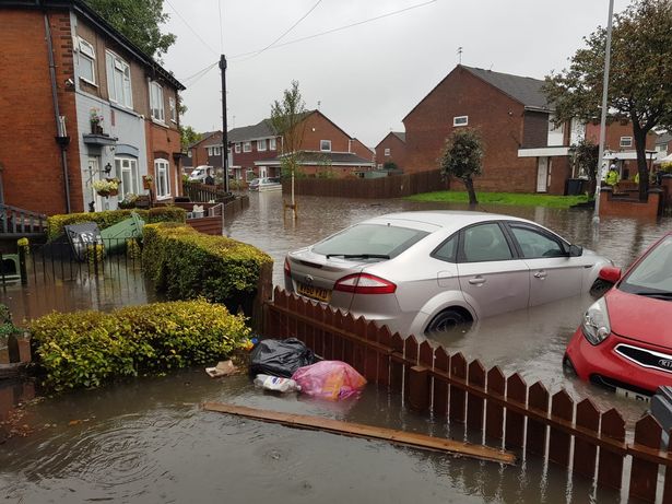 Scene of the flooding on Bulwer Street in Bootle, September 30