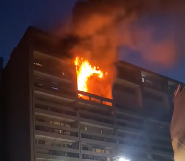 The blaze broke out at Cables Wynd House in Leith