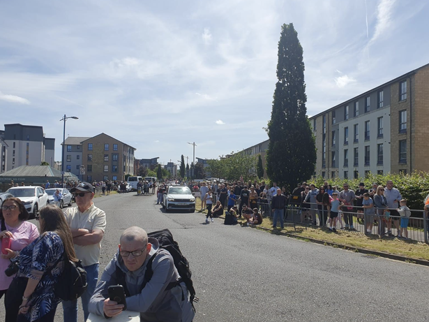 Crowds gathered to watch the demolition