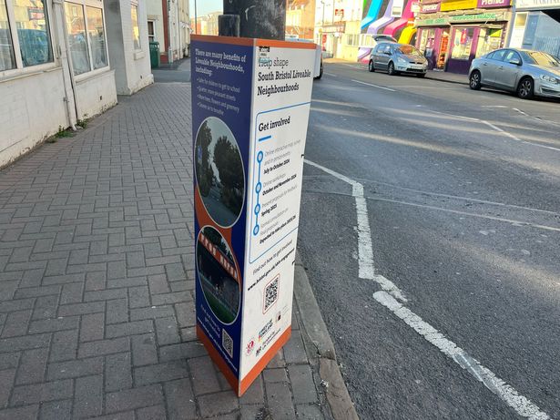 New promotion of the South Bristol Liveable Neighbourhood, on West Street in Bedminster in early April 2025