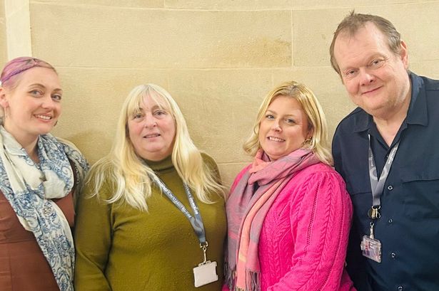 Hartcliffe & Withywood Labour councillors Kirsty Tait (left), Kerry Bailes (second right) and Paul Goggin (right) with Cllr Susan Kollar (Labour, Bishopsworth) second left