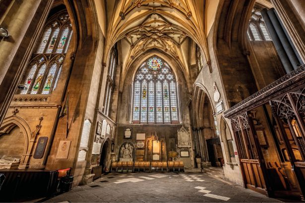 The north transept of Bristol Cathedral, which includes a large stained glass window dedicated to slave trader Edward Colston. The Cathedral plan to install a permanent work of art that 'honours the resilience, culture, and faith of African and Afro-Caribbean communities in Bristol' in the area