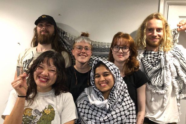 A picture released by Palestine Action following the arrest and charge of six people in connection with a raid on Israeli defence technology firm Elbit Systems in Filton, Bristol on August 6. Palestine Action described the six as 'the Filton 6'. Since then, four more people have been charged with offences in connection with the attack.