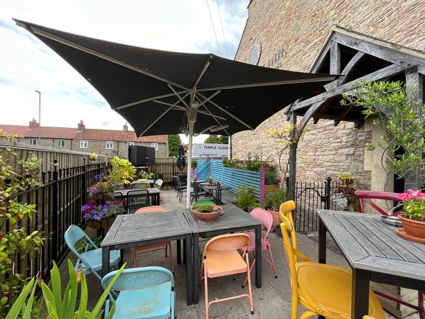 The beer garden at The Temple Inn at Temple Cloud