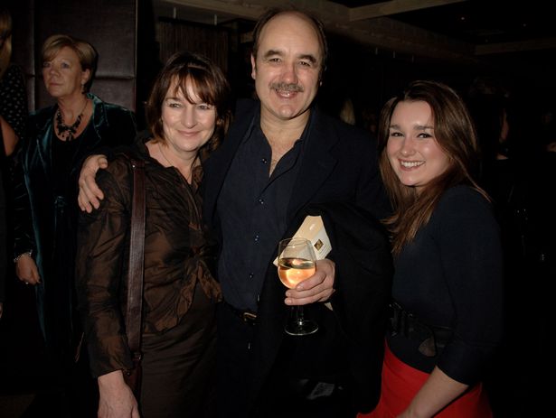 Alice with parents Julia and David, who are both actors