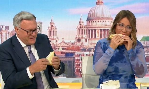 The two presenters were seen tucking into the sandwich on the ITV show on Thursday