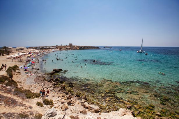 View of the Mediterranean Sea from the island of Tabarka, Spain