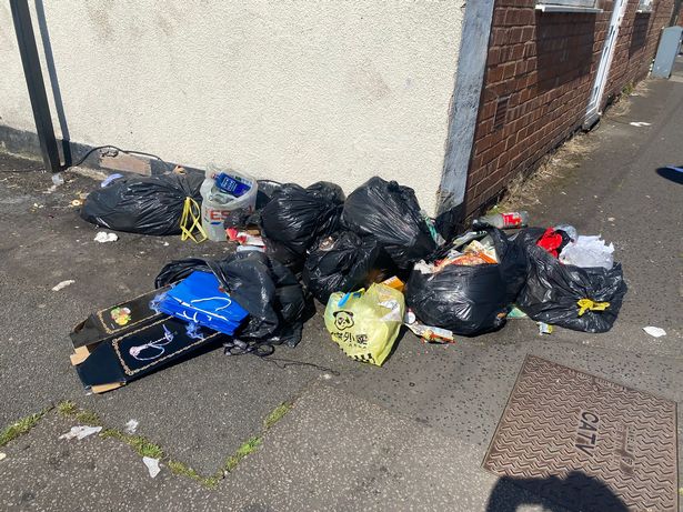 A pile of bin bags in Selly Oak.
