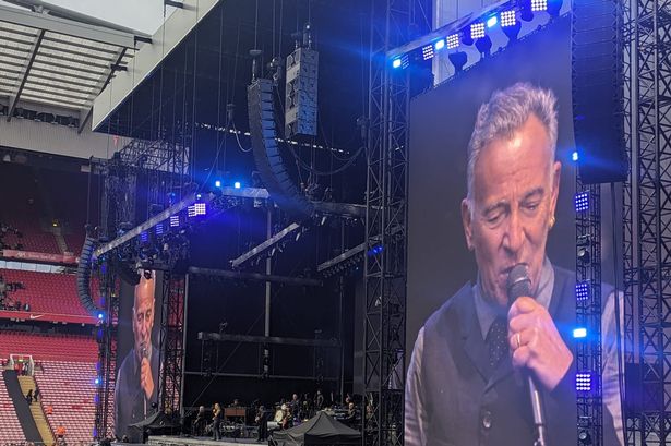 Bruce Springsteen on stage at Anfield on Saturday, June 7