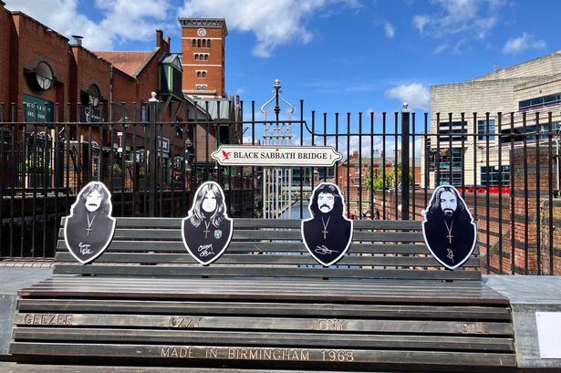 The Black Sabbath Bench and Bridge on Broad Street