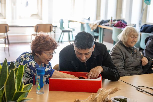 Mary with Azam Dossajee during the group's recent visit to Manchester Museum
