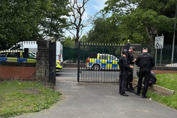 Armed police seen at Agecroft Cemetery moments after the Kersal incident