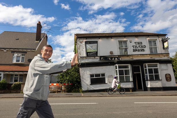 Locals say that the pool balls 'roll uphill' at The Tilted Barrel