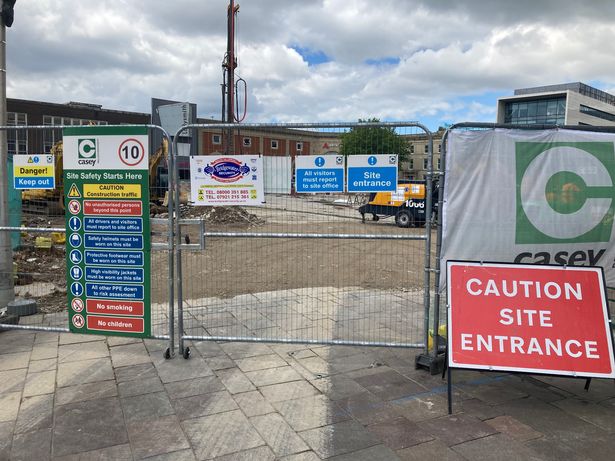 Construction site on Market Square, in the heart of Ashton town centre 