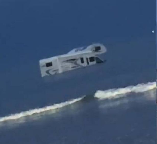 The campervan became submerged in the sea