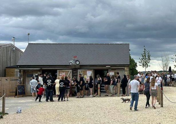 QUeues to get into the farm shop