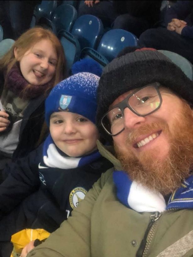 Jamie Acaster with daughter Ava and son Harry at a Sheffield Wednesday match