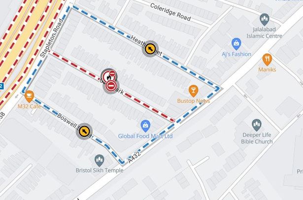 The location of the roadworks 