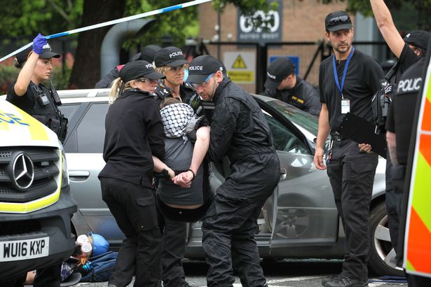Seven people were arrested after a Palestine Action protest at Elbit Systems UK, 600 Aztec West, Bristol
