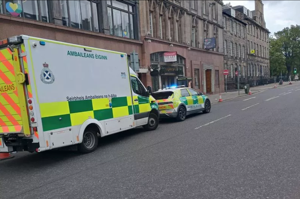 Two ambulances pictured at the scene.