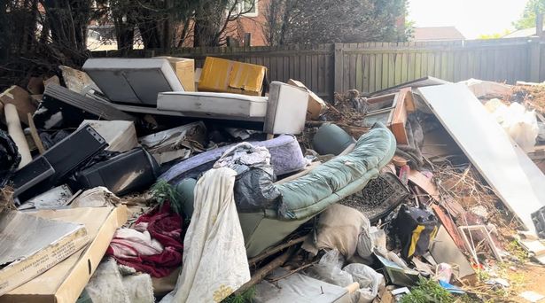 Fly tipping has now got " out of control" pictured Haberley Court Birmingham where the fly tipping is worse since the bin strike 