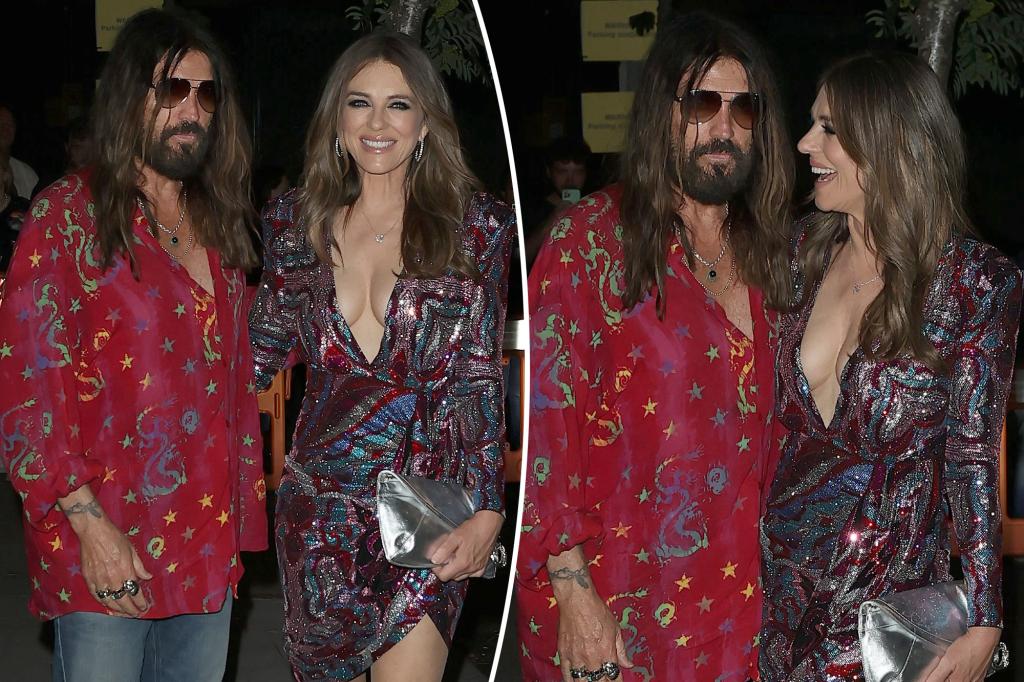 Billy Ray Cyrus and girlfriend Elizabeth Hurley have romantic date night in London to support Miley's new film
