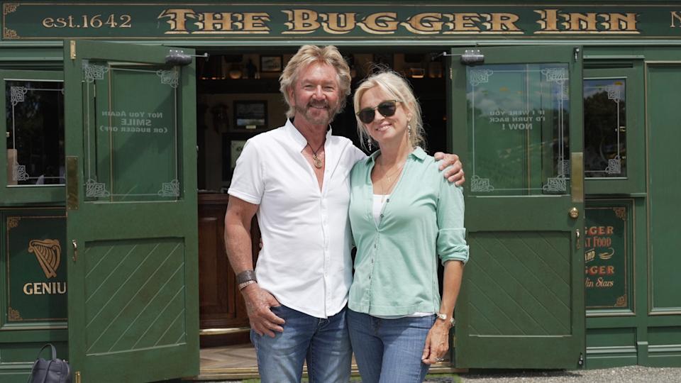 Noel Edmonds and his wife Liz at The Bugger Inn.