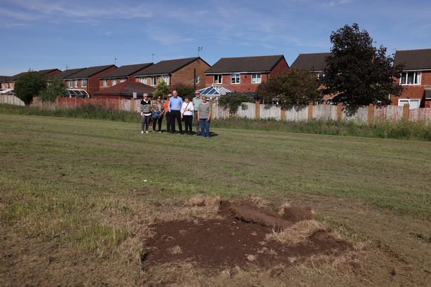 Local residents on the brownfield land to the south of Cherryfield Drive in Kirkby