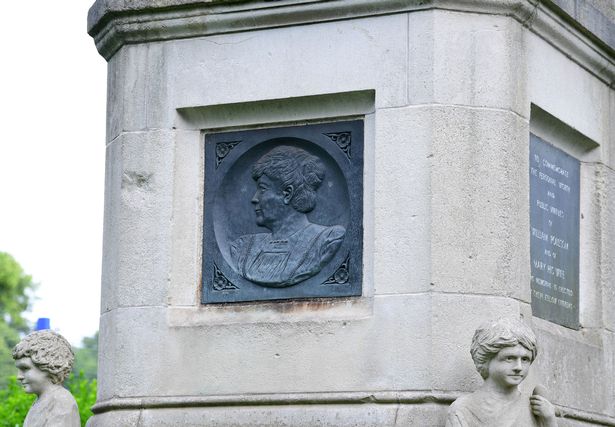 Replacement image of Mary Poulsom on The Poulsom Memorial Statue in Derby Park, Bootle