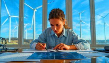 Illustration of a Penn State graduate student solving a century-old math problem to optimize wind turbine efficiency. Image generated by AI.