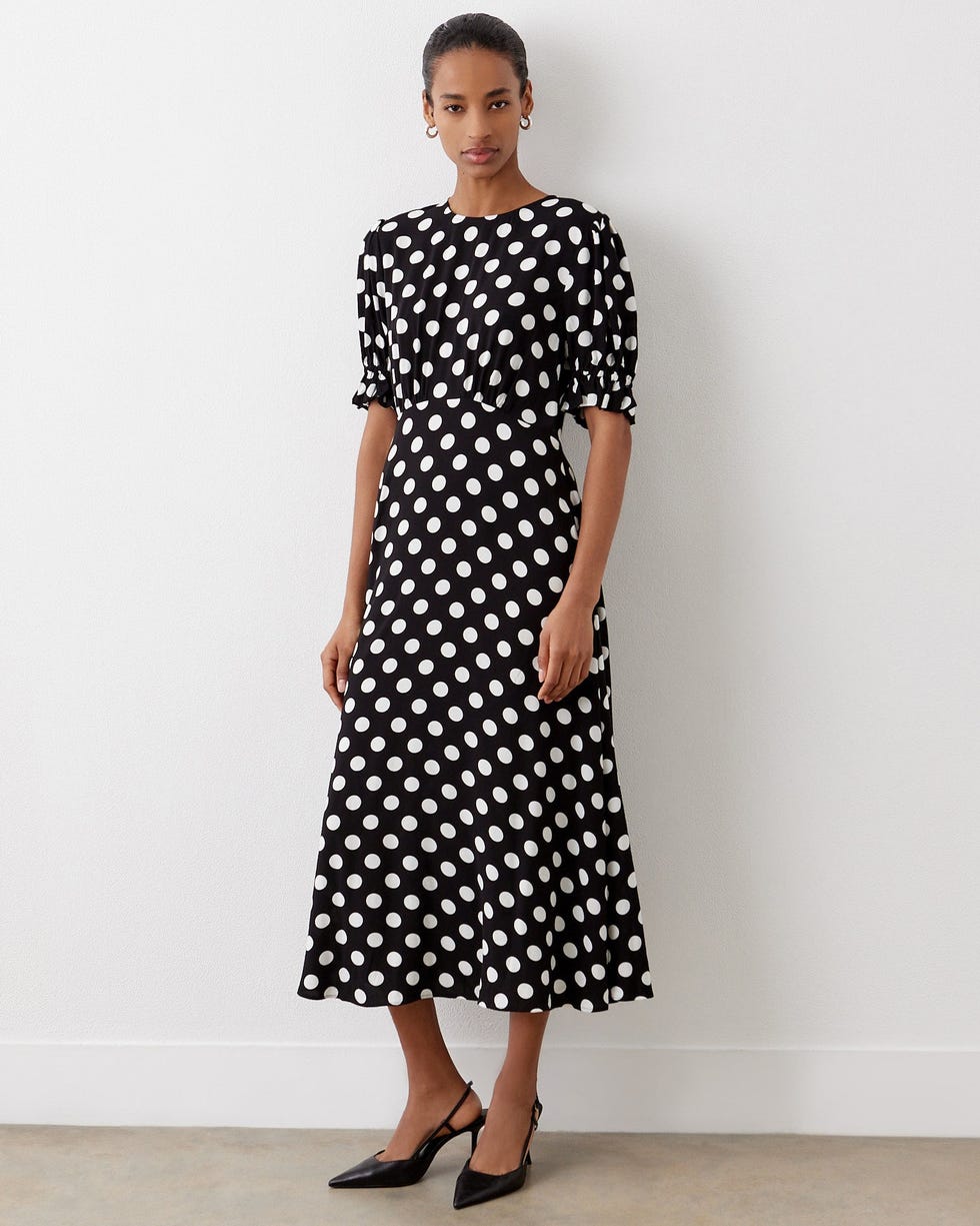 Mela Black Polka Dot Midi Tea Dress